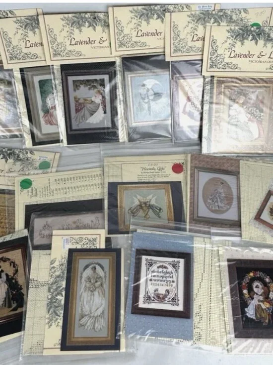 Lavender & Lace Lot Of 15 Cross Stitch Patterns Vtg Marilyn Leavitt Imblum